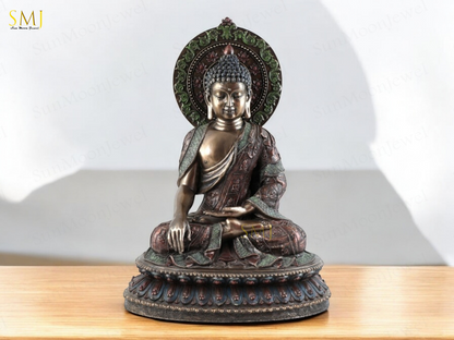 Copper Finish Buddha Statue Buddha Amitabha Meditation & Home Decor And Gift