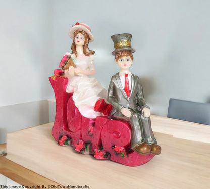 Polystone Love Couple Statue 10"Couple Perfect Gift for Valentine Day Home Decor
