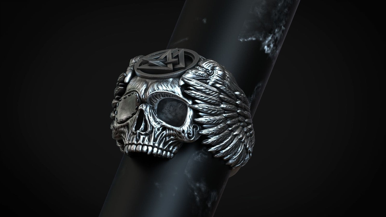 Viking Odin Ring Valknut Raven Skull Norse Warrior Band Silver Skull Ring US5~15