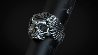 Viking Odin Ring Valknut Raven Skull Norse Warrior Band Silver Skull Ring US5~15