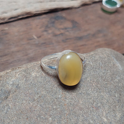 Beautiful Unique Vintage Oval Yellow Agate Ring,925 Sterling Silver Agate Ring