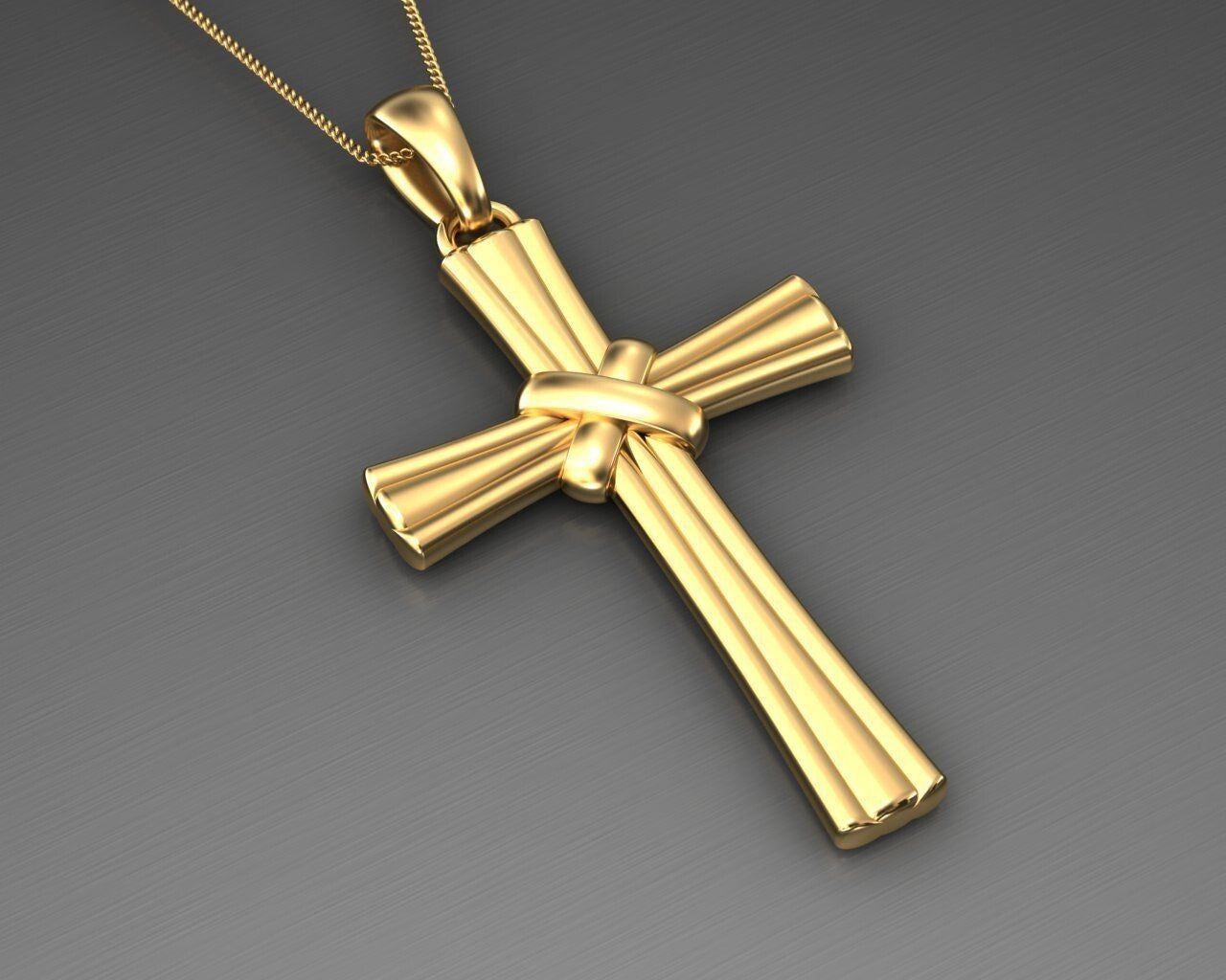 Solid Brass Cross Necklace Pendant Vintage Religious Charm Gift For Women Men