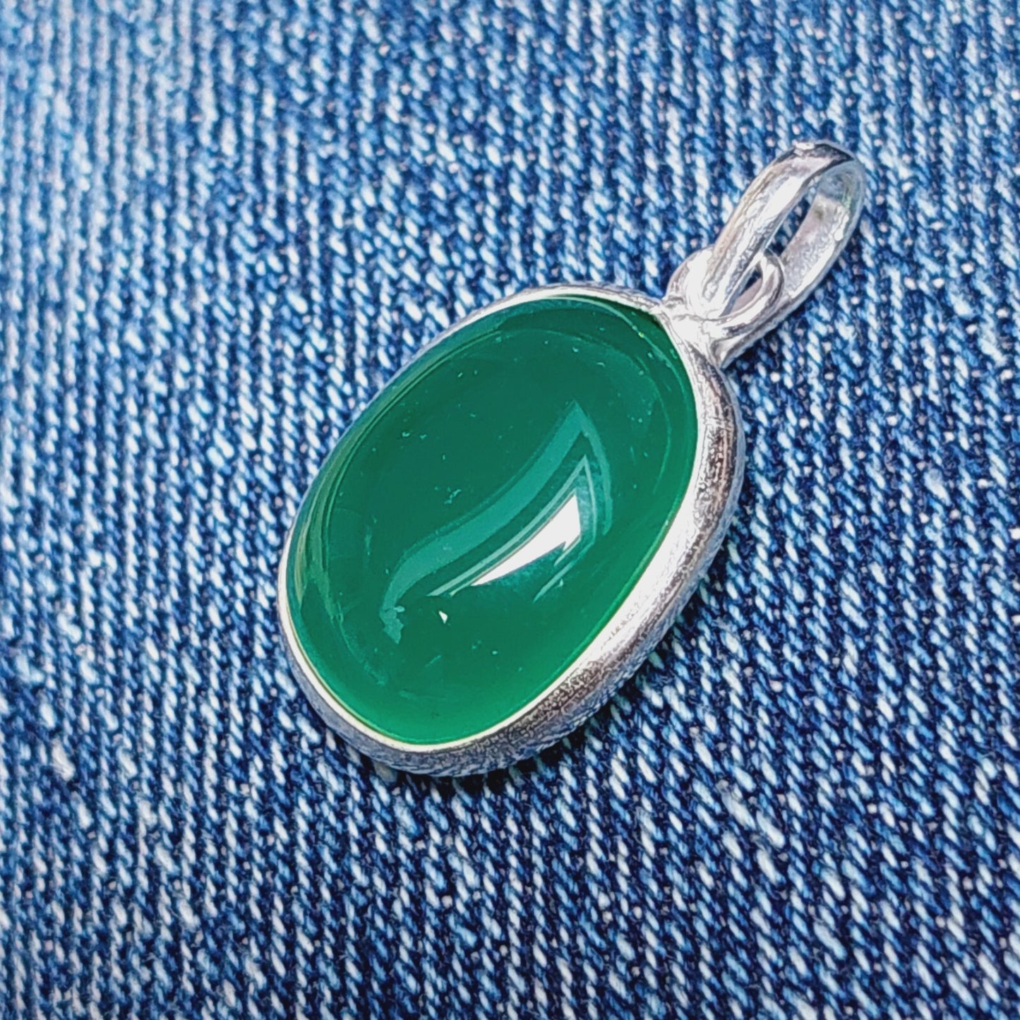 Ovel Green Onyx Pendant,925 Sterling Silver Green Gemstone Pendant Gift For Her