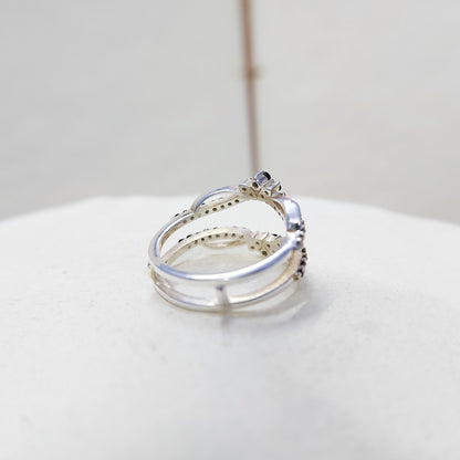 Black Sapphire Eternity Wedding Ring 925 Silver Women Gift Eternity Ring Us5~ 15