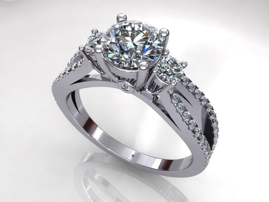 Round Cut Cubic Zirconia Engagement Ring Silver Solitaire Wedding Ring US5-15
