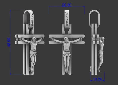 US Silver Jesus Cross Baraka Crucifix Pendant Jesus Necklace For Wedding Gift