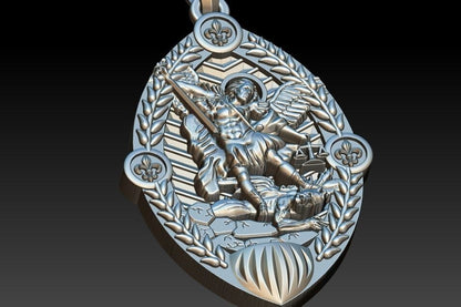 925 Silver San Miguel St Michael Archangel Gothic Charm Pendant Necklace For Men