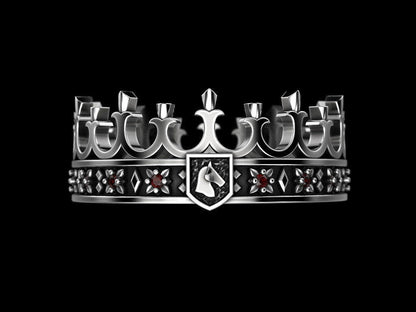 Mens Red Garnet King Crown Ring 925 Silver Gothic Punk Royal Ring Women US5-15