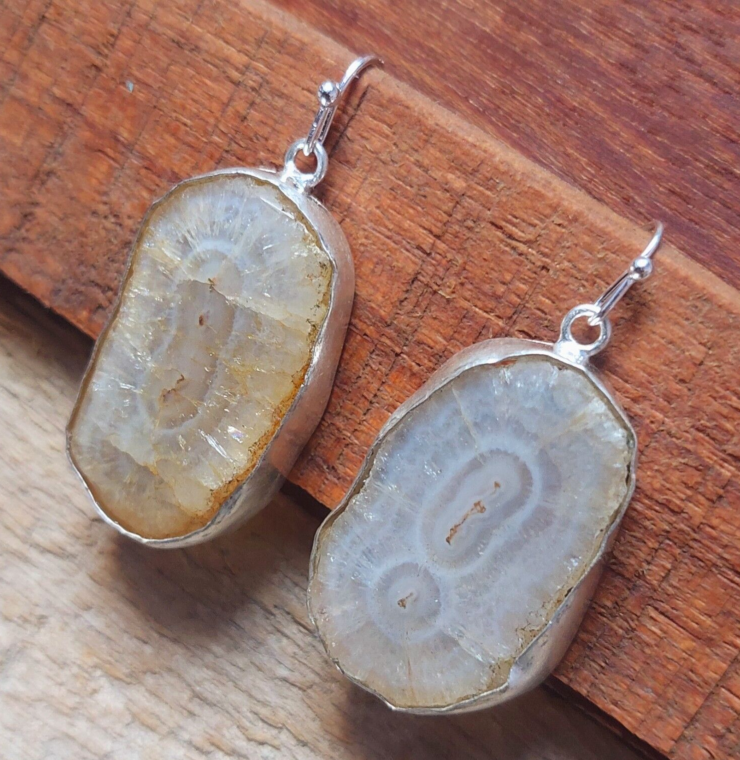 925 Sterling Silver White Solar Quartz Gemstone Earring, Women Handmade Jewelry