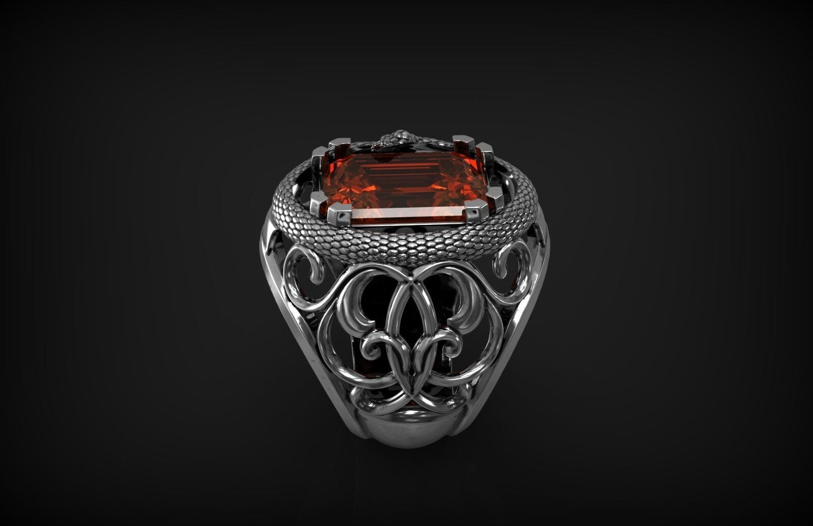 925 Sterling Silver Snake Ruby Ring Vintage Serpent Biker Rider Ring Size Us7~15