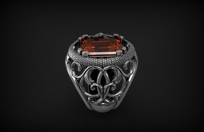 925 Sterling Silver Snake Ruby Ring Vintage Serpent Biker Rider Ring Size Us7~15