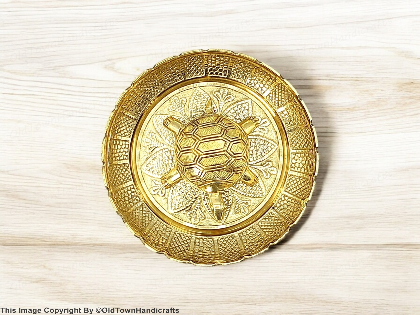 Vastu Feng Shui Brass Tortoise Plate Good Luck Career Health Home & Office