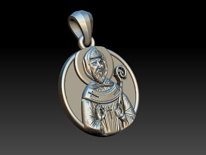 925 Sterling Silver Saint Patrick Pendant Necklace Catholic Medal Gift Men Women