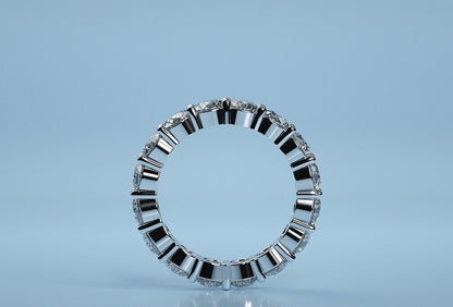 925 Silver CZ Round Eternity Bridal Wedding Band Skinny Ring Women Gift US5-15