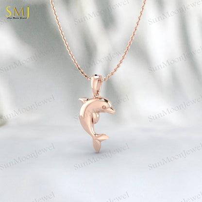 925 Sterling Silver Dolphin Necklace Dolphin Charm Pendant Ocean Animal Dolphin