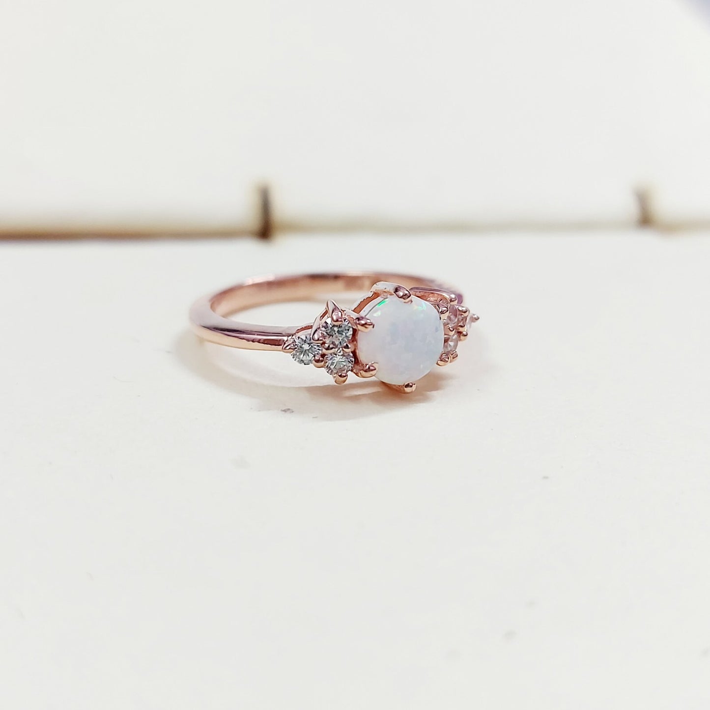 Natural Opal Round Cut Moissanite Engagement Wedding Women Silver Ring US5~15