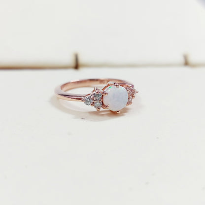 Natural Opal Round Cut Moissanite Engagement Wedding Women Silver Ring US5~15