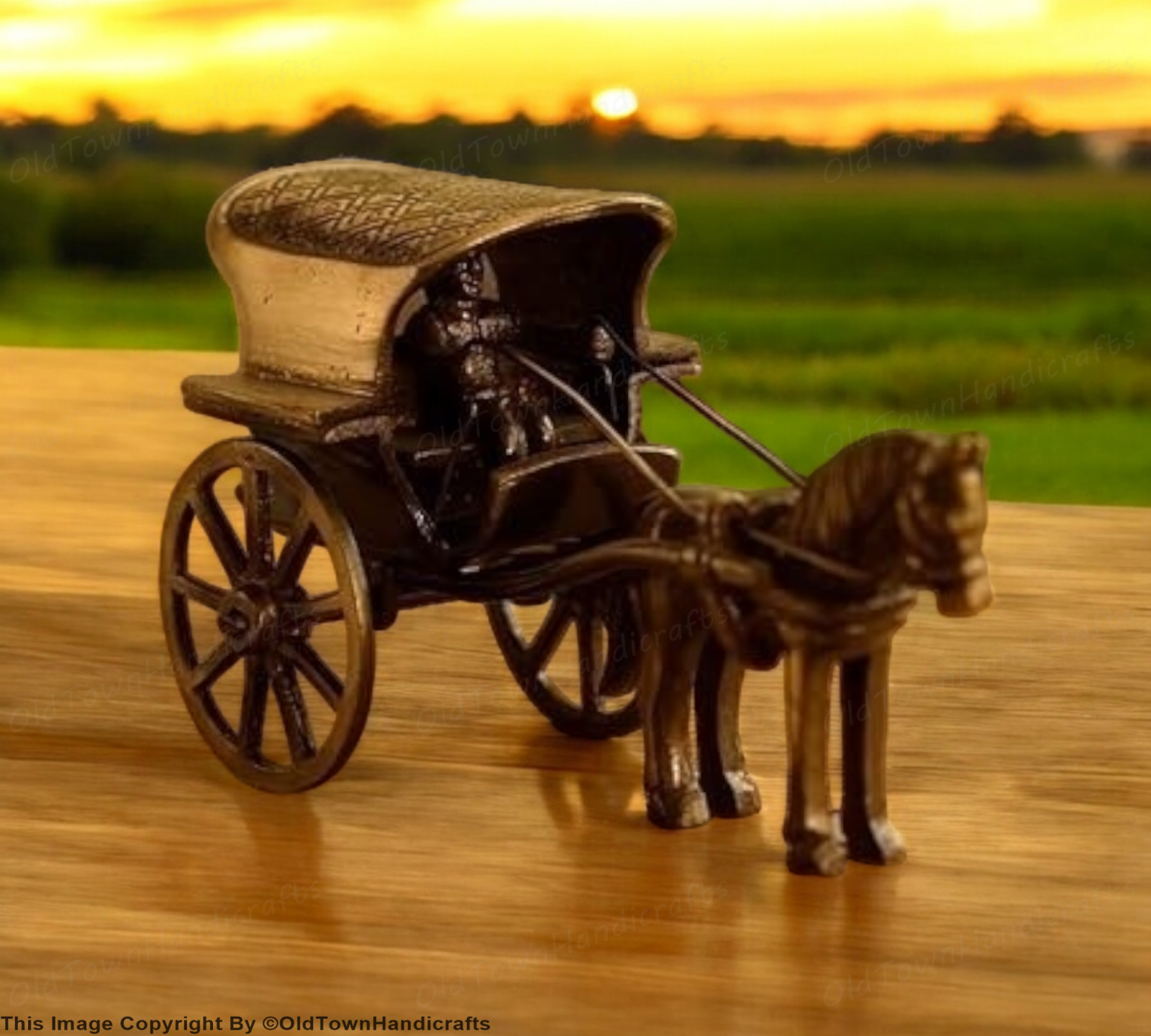 Antique Finish Brass Horse Carriage Showpiece Elegant Home Decor Unique Gift