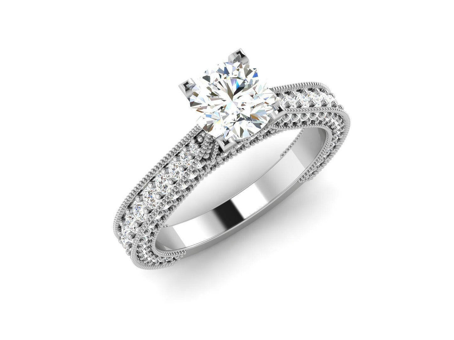 Moissanite Solitaire Engagement Ring Silver Round Cut Promise Ring Women US5~15