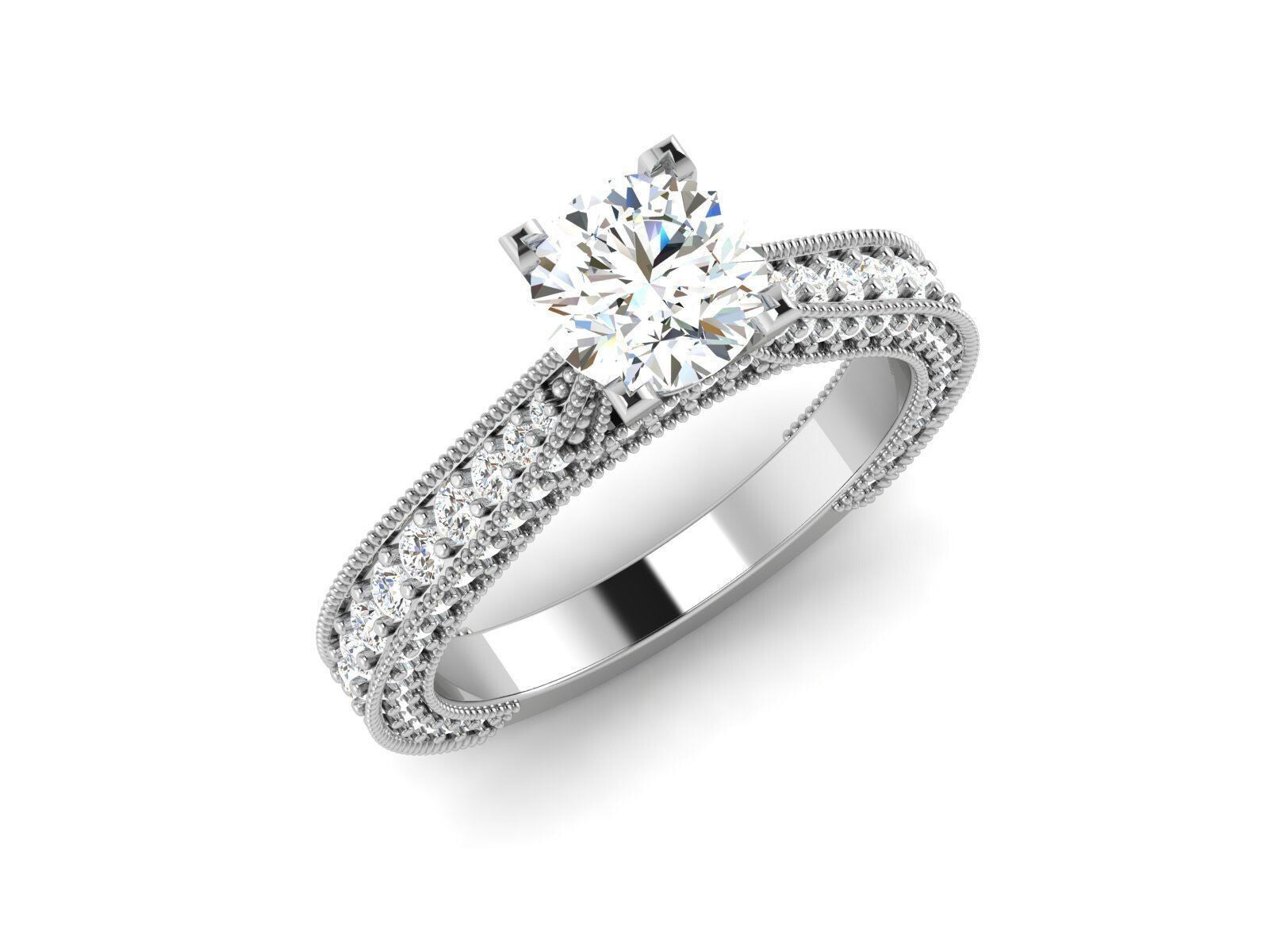 Moissanite Solitaire Engagement Ring Silver Round Cut Promise Ring Women US5~15