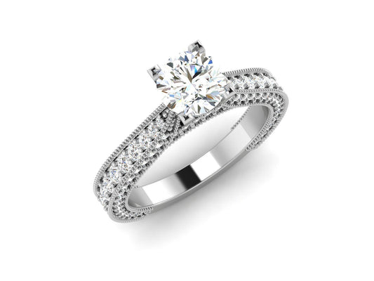 Moissanite Solitaire Engagement Ring Silver Round Cut Promise Ring Women US5~15