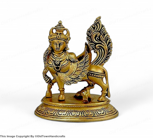 Handcrafted Brass Kamdhenu Cow Idol Gold Decorative Showpiece for Home Decor