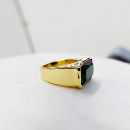 Natural Emerald Gemstone Signet Ring 925 Silver Men Band Anniversary Gift US5~15
