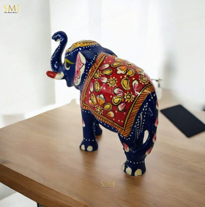 Meenakari Painted Ramu Elephant - Symbol of Luck & Prosperity Decor Animal Lover