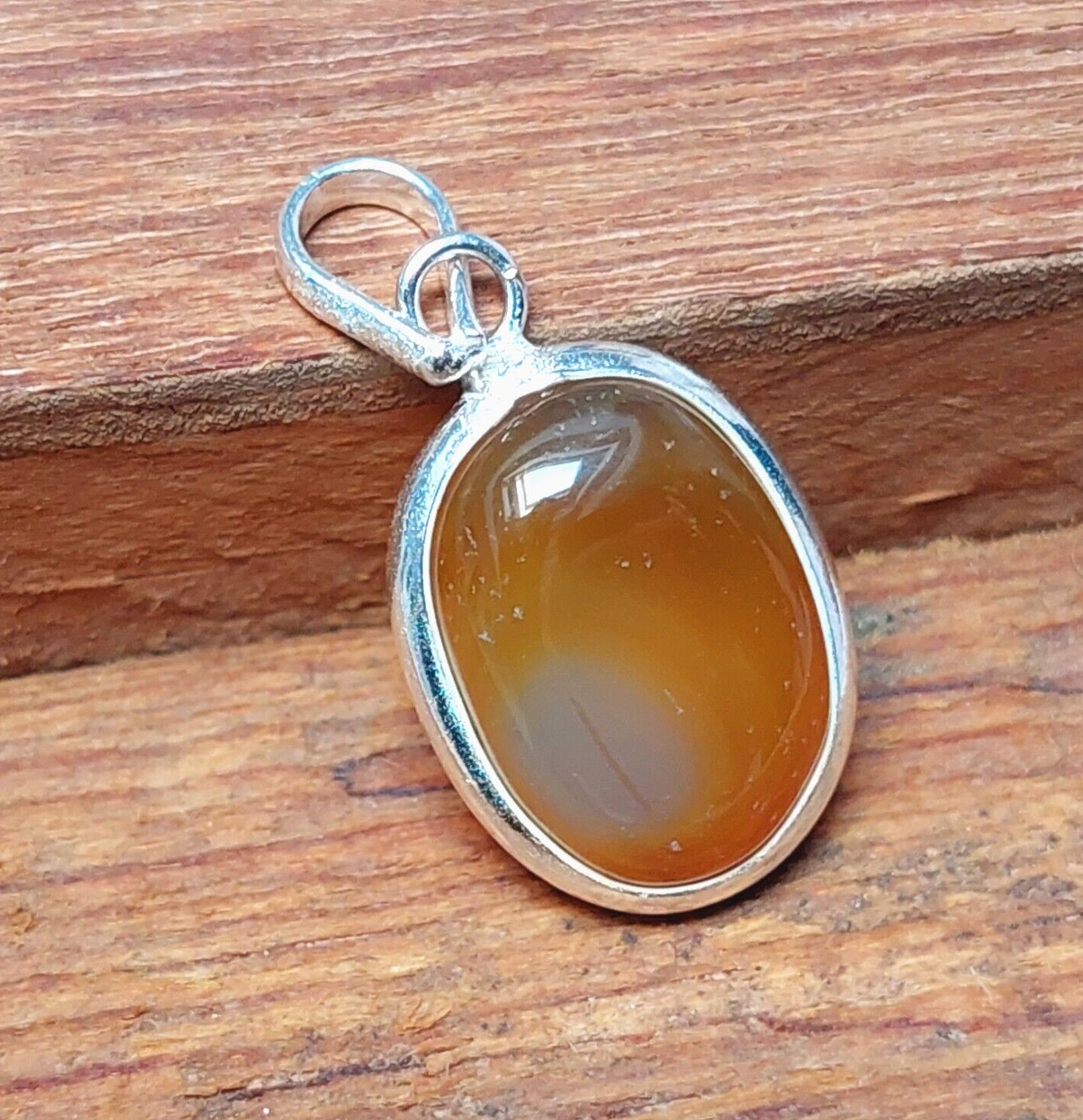 Natural Brown Agate Slice Gemstone Pendant,925 Sterling Silver Bride Necklaces