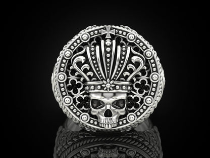 Mens Biker Gothic Skull Crown Ring 925 Sterling Silver Punk King Jewelry US5~ 15
