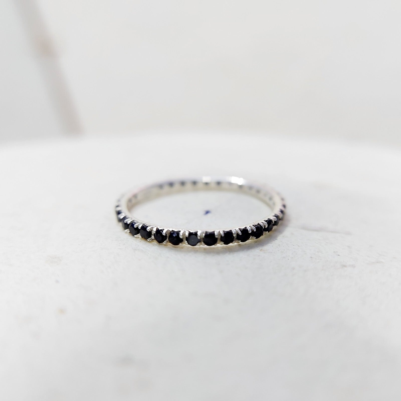Black Onyx Gemstone Silver Handmade Eternity Engagement Women Gift Ring Us5~15