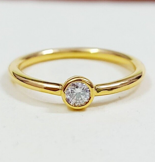 Solitaire Moissanite Ring Silver Minimalist Simple Engagement Ring Gift US5 ~15