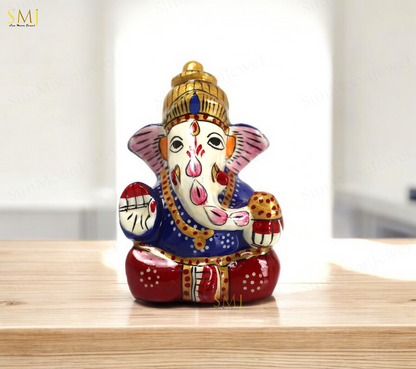 Mukut Ganesh Statue Ganesha good Finish Metal Ganpati Idol for Home & Gifts