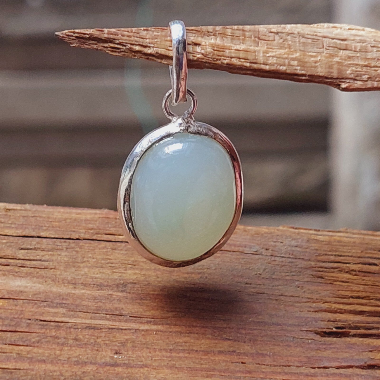 925 Sterling Silver Ovel Opalite Handmade Pendant Necklace,Gift For Friend