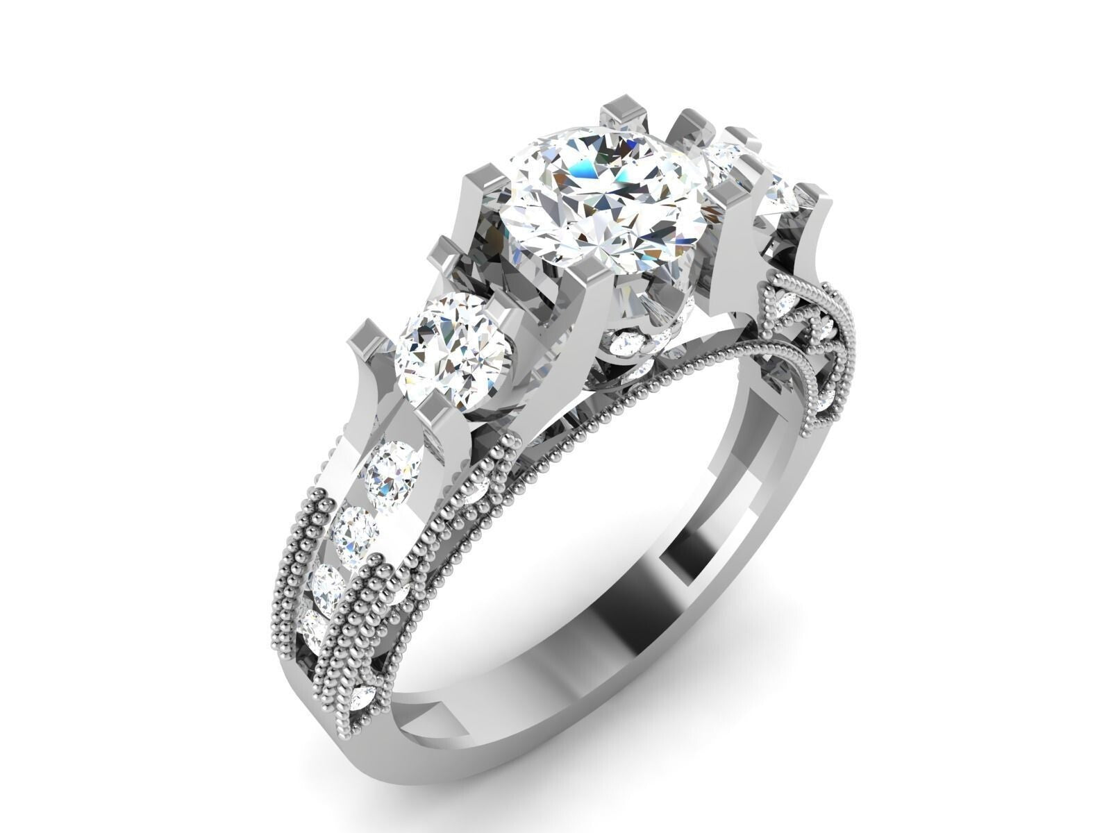 Round Moissanite Celtic Bridal Engagement Wedding Ring 925 Silver Ring US5~15