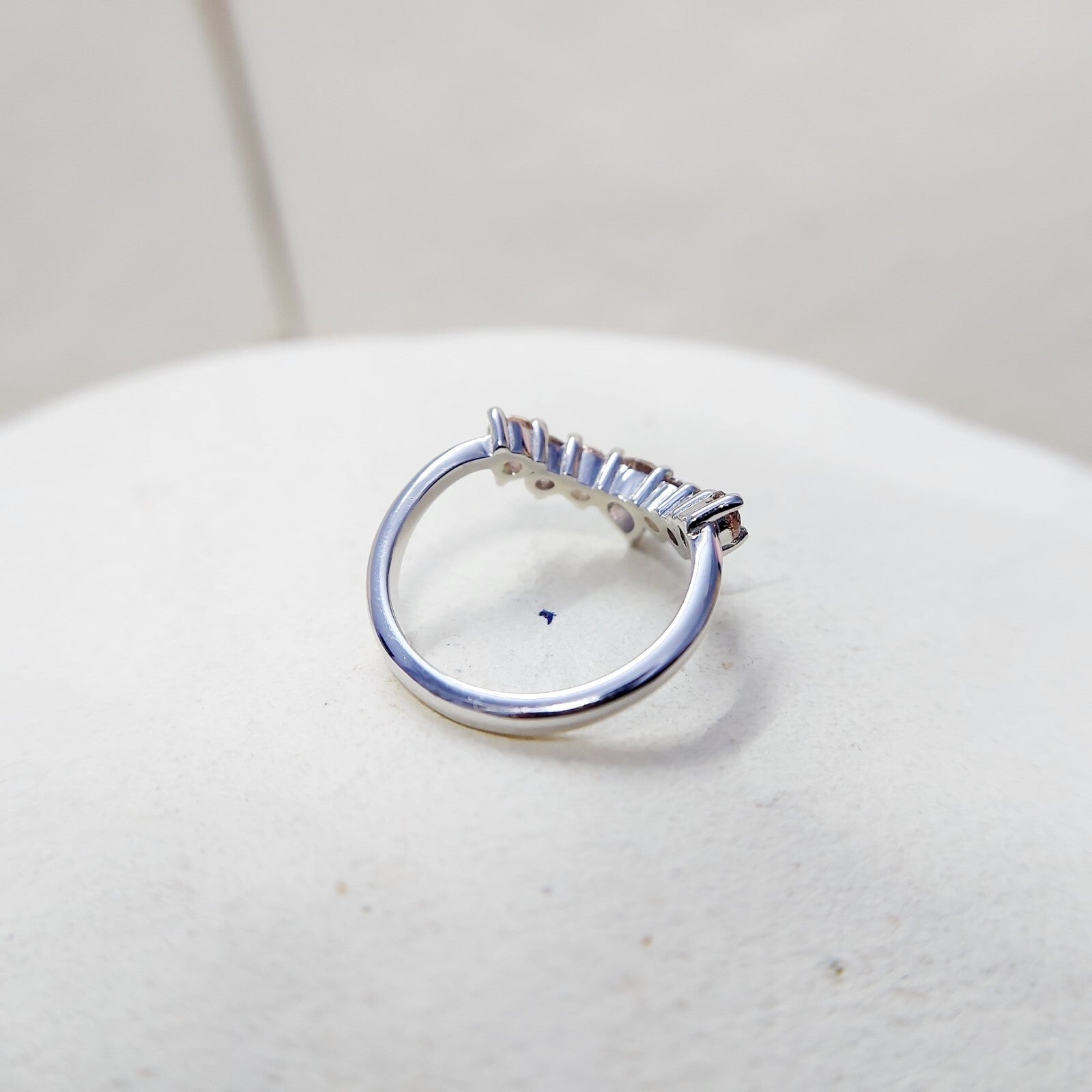 Morganite V Chevron Wedding Band Silver Art Deco Stacking Gift Women Ring US5~15