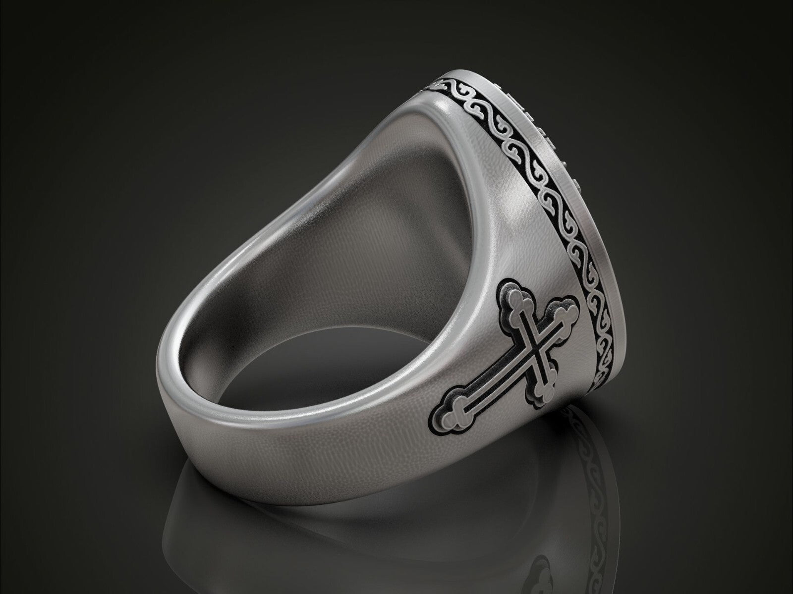 Saint Michael Archangel Ring Silver Signet Religious Ring Gift For Men US5~15
