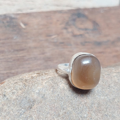 Oval Brown Agate Silver Men Ring,925 Sterling Silver Handmade Jewelry For Men