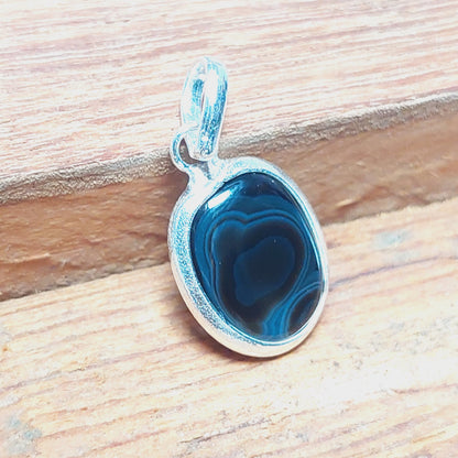 Natural Black Agate Quartz Pendant,925 Sterling Silver Womens Jewelry Gift