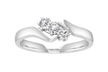 Three Simulant Moissanite Round Cut Bypass Ring 925 Silver Wedding Gift US5~ 15