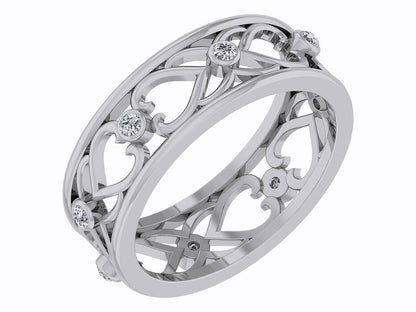 925 Silver Heart Shape CZ Promise Engagement Wedding Band Ring Women Gift US5-15
