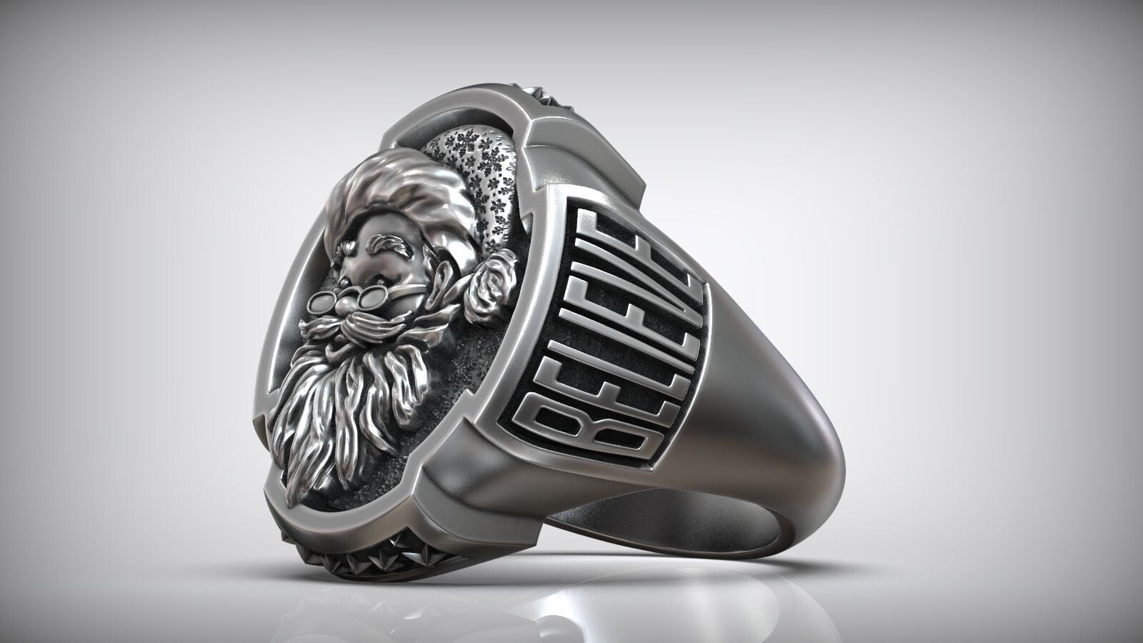 925 Sterling Silver Santa Claus Saint Nicholas Believe Ring Santa Ring US5 ~15