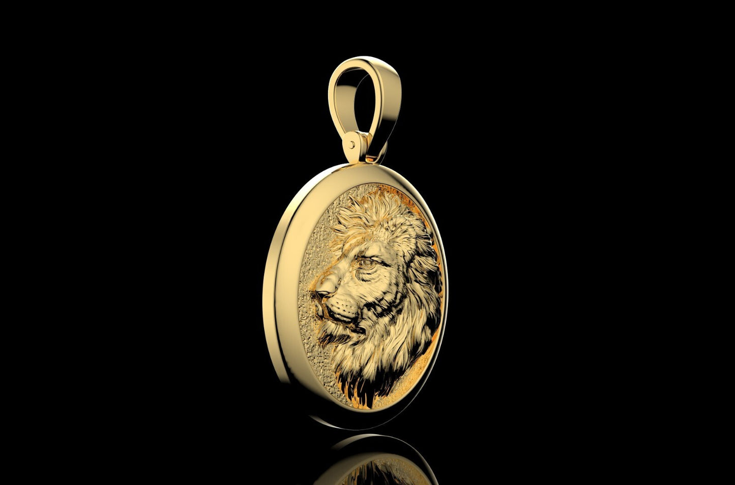 Men's Lion Head Charm Pendant Necklace Handmade Brass Animal Statement Gift Men