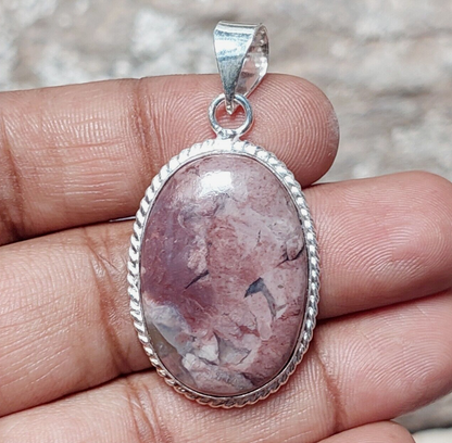 Rhodochrosite Gemstone 925 Silver Handmade Pendant Necklace Gift For Her Mother