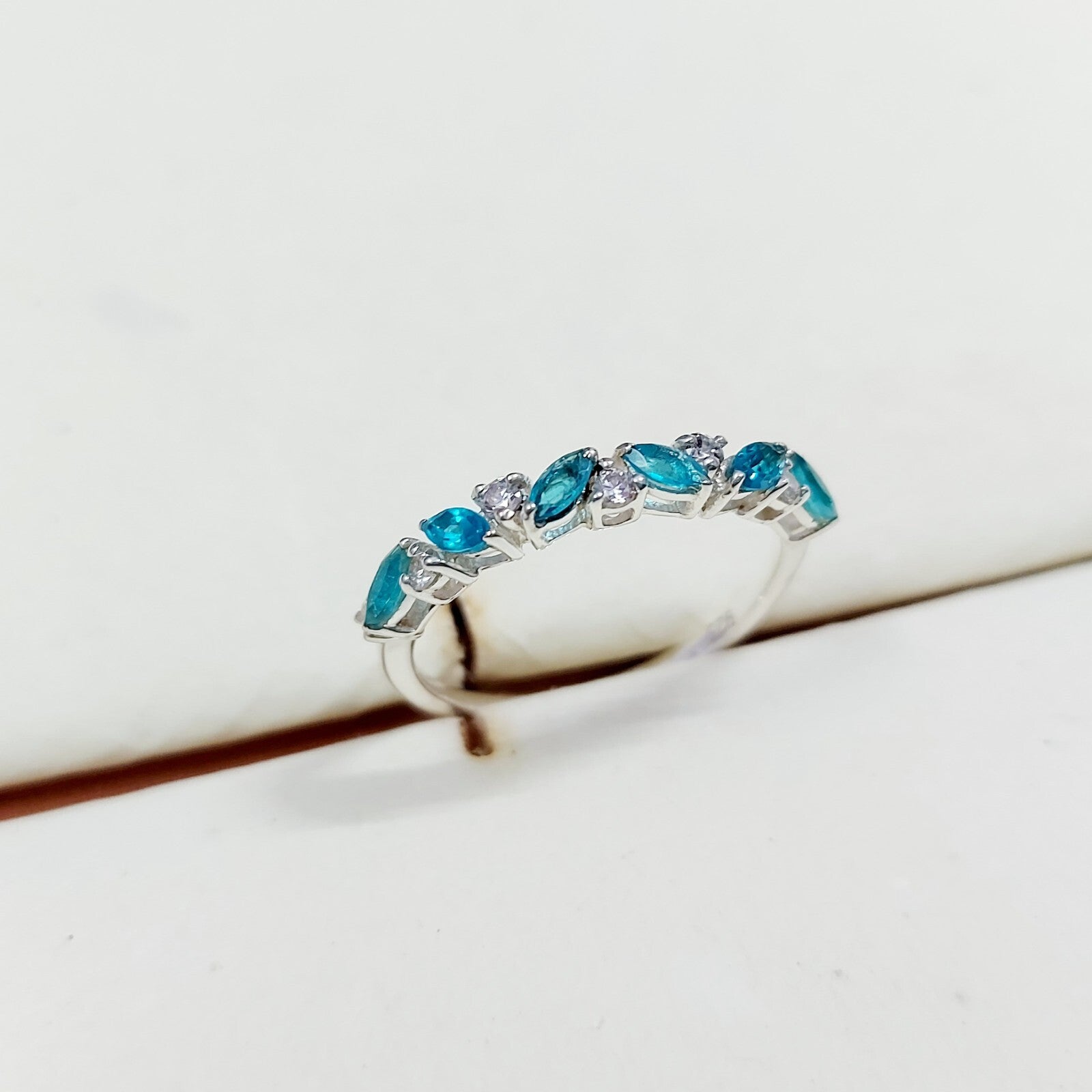 Marquise Blue Aquamarine CZ Cocktail Ring 925 Silver Elegant Design Ring US5 ~15