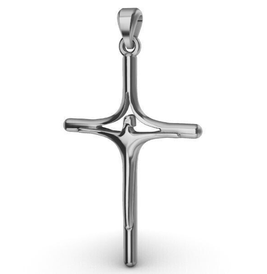 925 Sterling Silver Stylized Cross Jesus Pendant Cross Necklace Wedding Gift