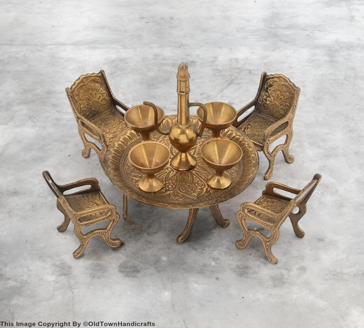 Royal Brass Vintage Dining Table Set Antique Rajasthani Decorative Showpiece