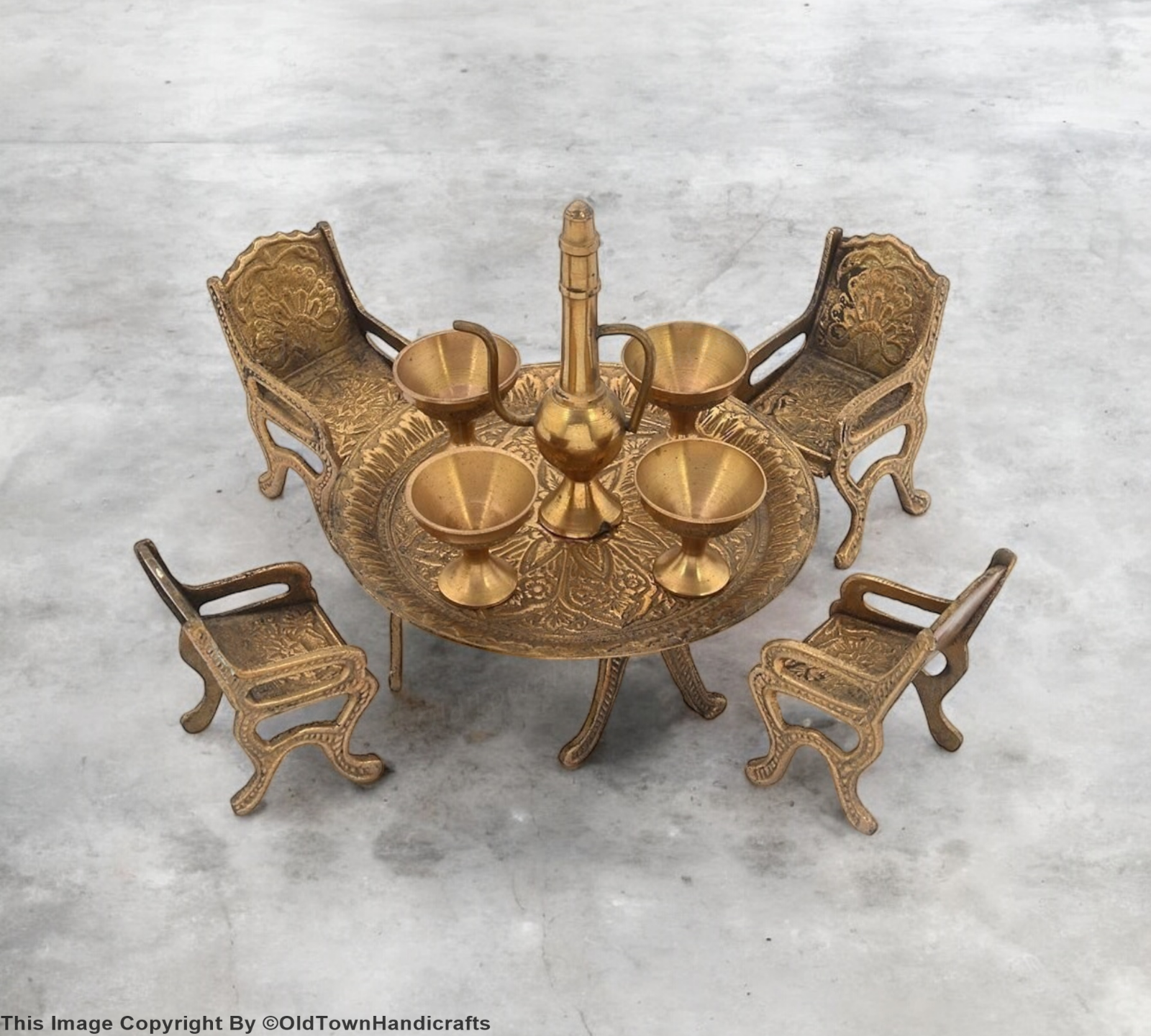Royal Brass Vintage Dining Table Set Antique Rajasthani Decorative Showpiece