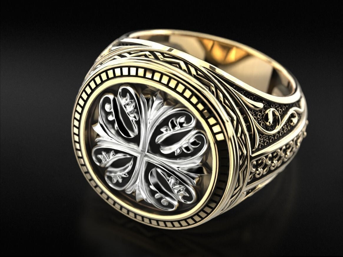 Templar Knight Cross Ring 925 Silver Medieval Seal Signet US5-15 Unisex Gift