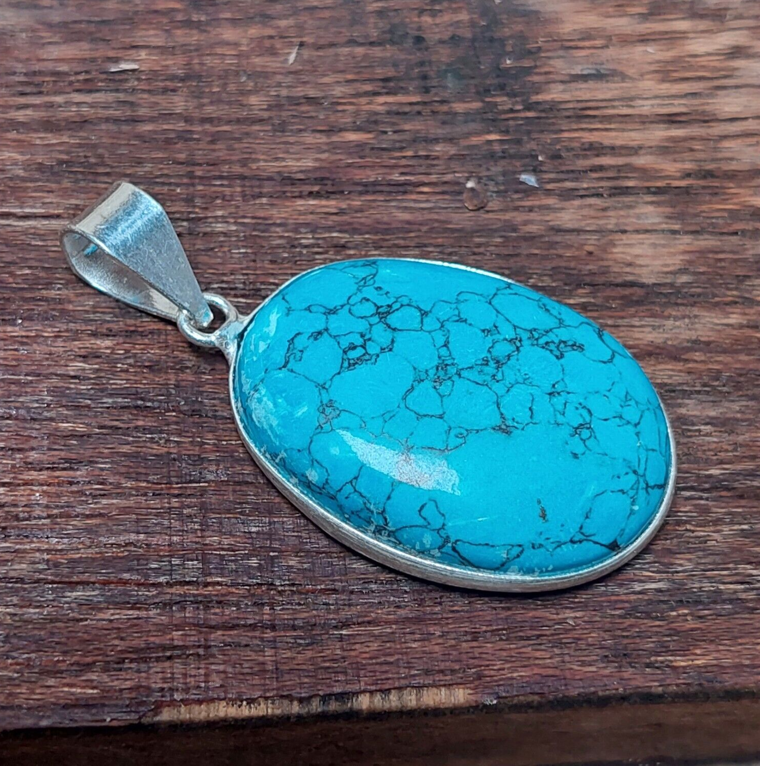Sterling Silver Turquoise Gemstone Pendant Necklace,Women Pendant,Gift For Her